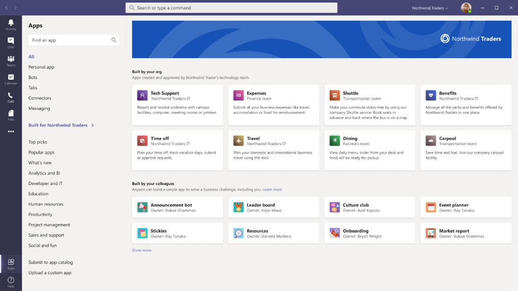 El catálogo de apps de Microsoft Teams permitirá personalizar el diseño.